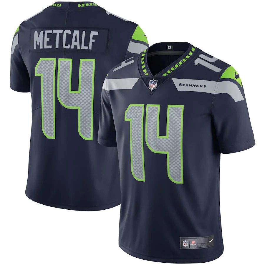 Men Seattle Seahawks 14 DK Metcalf Nike College Navy Vapor Limited NFL Jersey